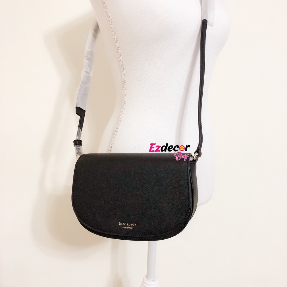 Kate Spade Reiley Flap Leather Crossbody Bag Black - Picture 8 of 8